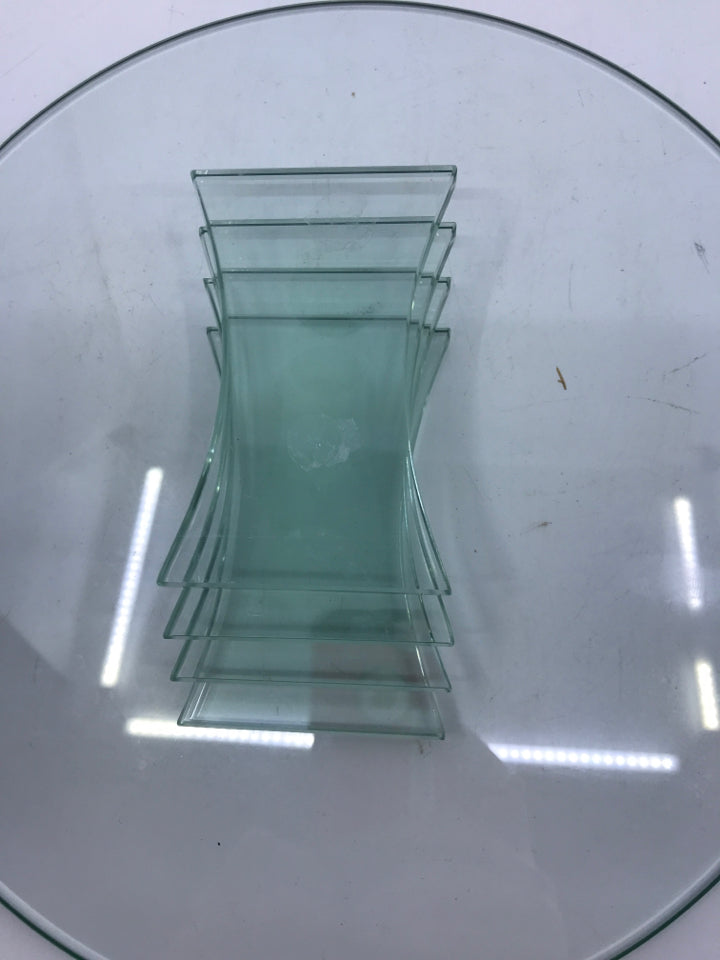 STACKED GLASS CANDLE HOLDER.