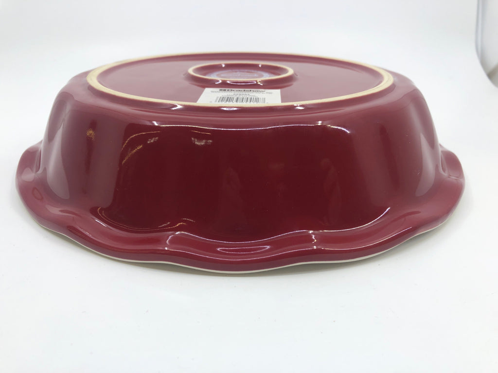 NEW PIE PLATE STONEWARE RED BOTTOM.