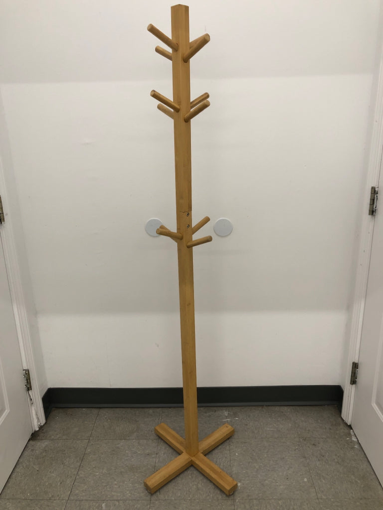 WOODEN COAT RACK.