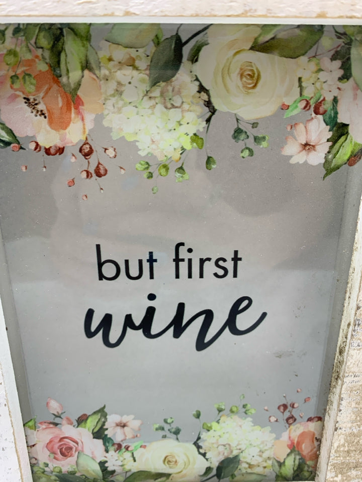 BUT FIRST WINE CORKS SHADOW BOX.