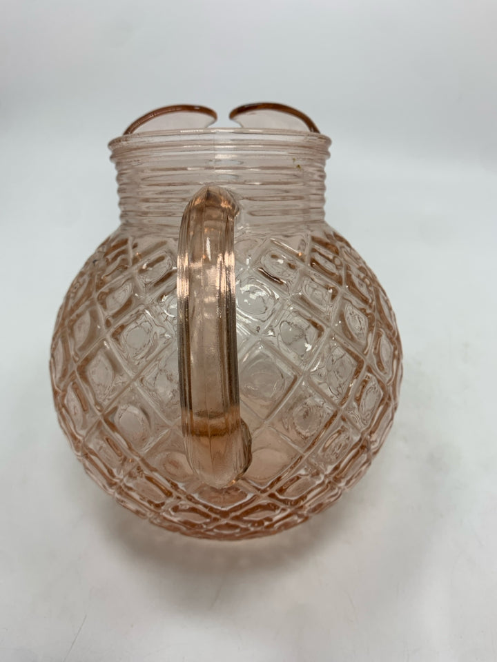 VTG PINK DEPRESSION GLASS JUG.