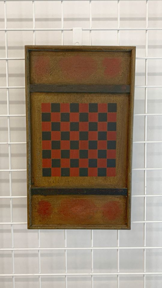 PRIMITIVE CHECKER BOARD WALL-HANGING.