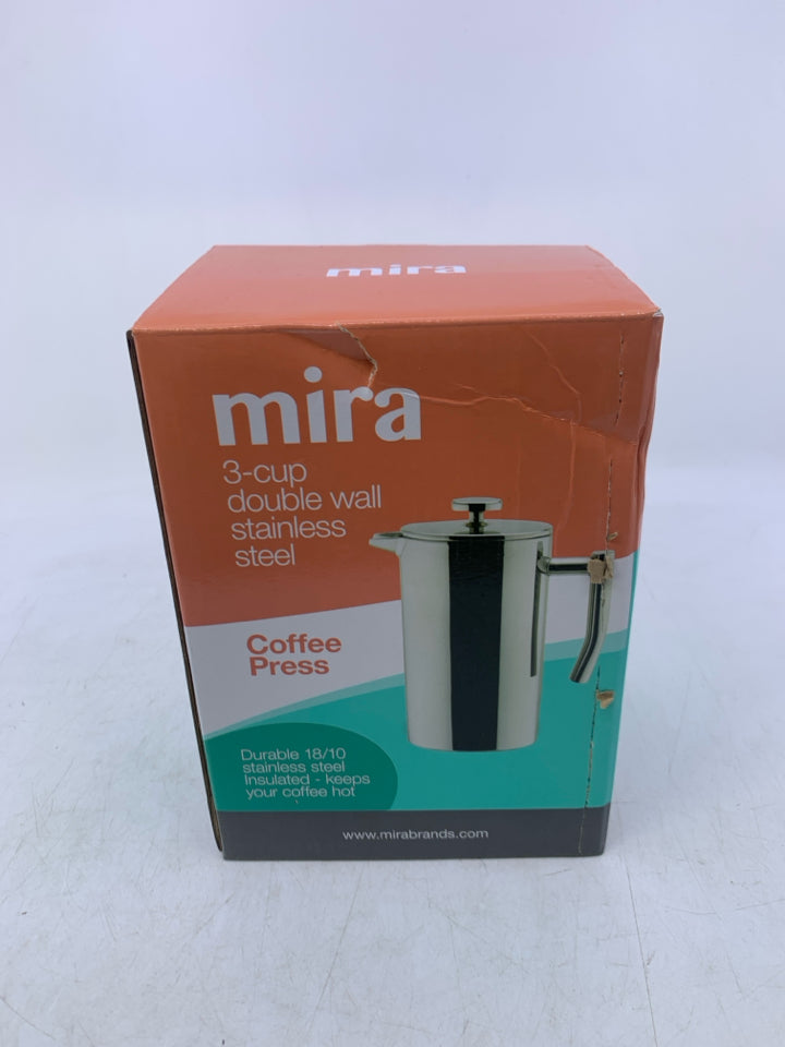 NIB STAINLESS STEEL DOUBLE WALL COFFEE PRESS.