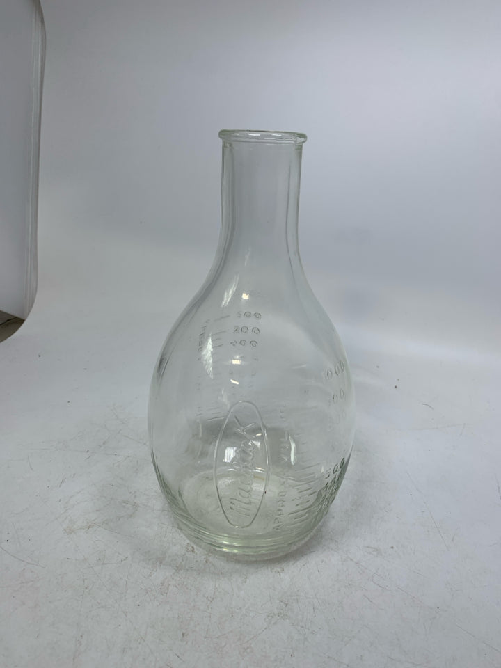 VTG CORNING MACBICK 500ML GRADUATED BOROSILICATE GLASS FLASK BOTTLE.