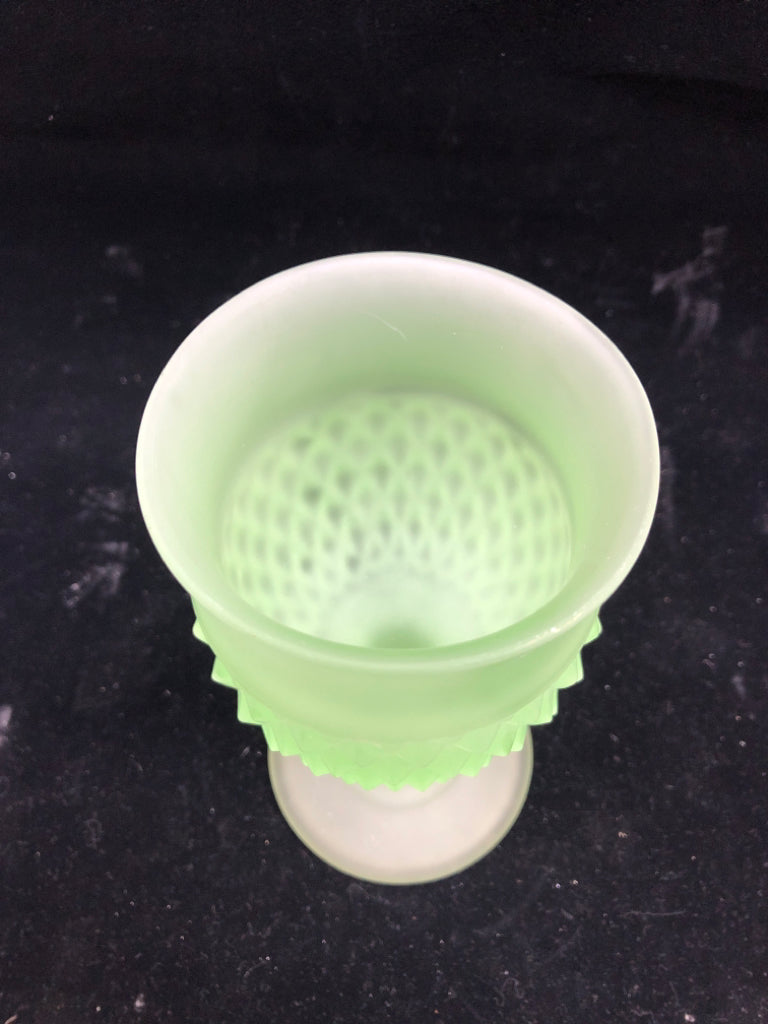 GREEN FROSTED GLASS GOBLET.