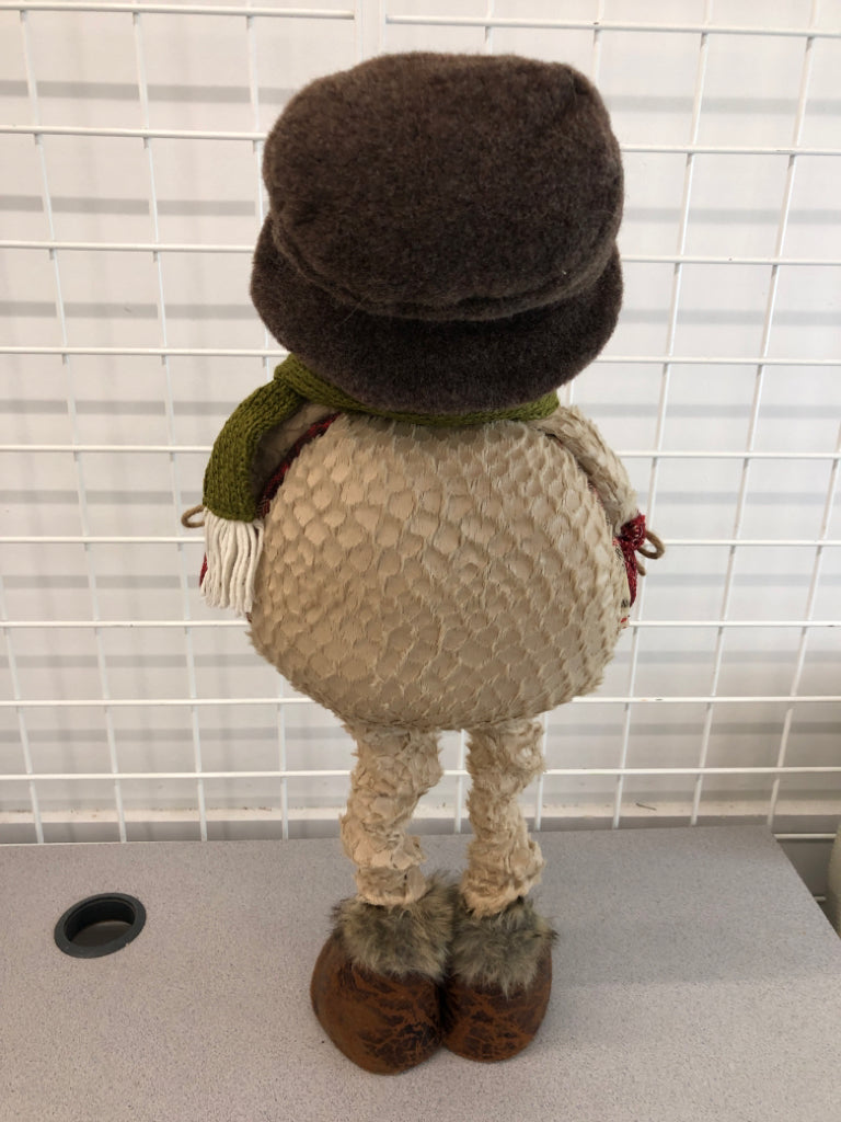 PRIMITIVE PLUSH STANDING SNOWMAN.