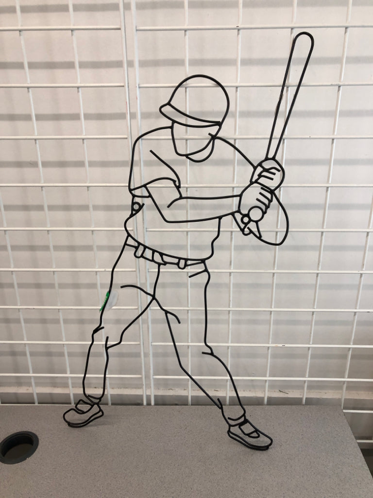 NWT BLACK WIRE BASEBALL PLAYER WALL HANGING.