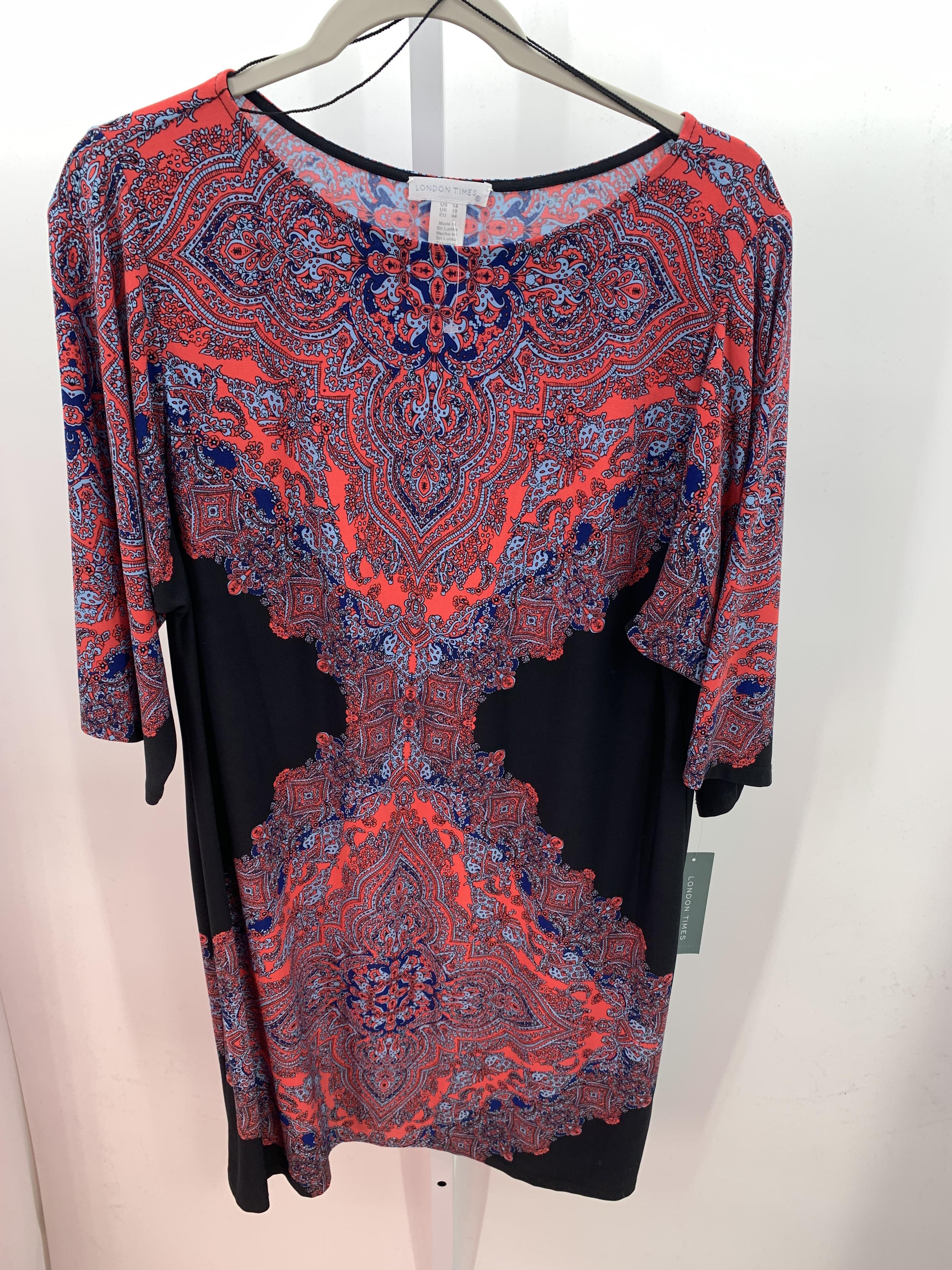 London Times Size 14 Misses 3/4 Sleeve Dress