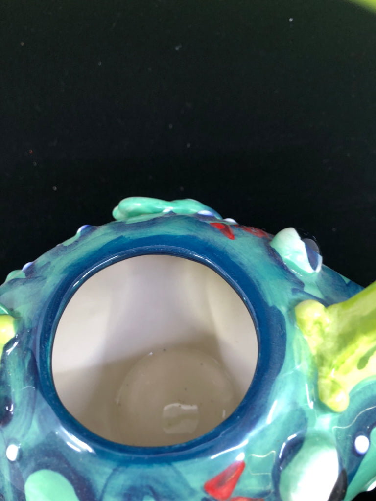 CERAMIC PUFFER FISH SHAPED TEAPOT.