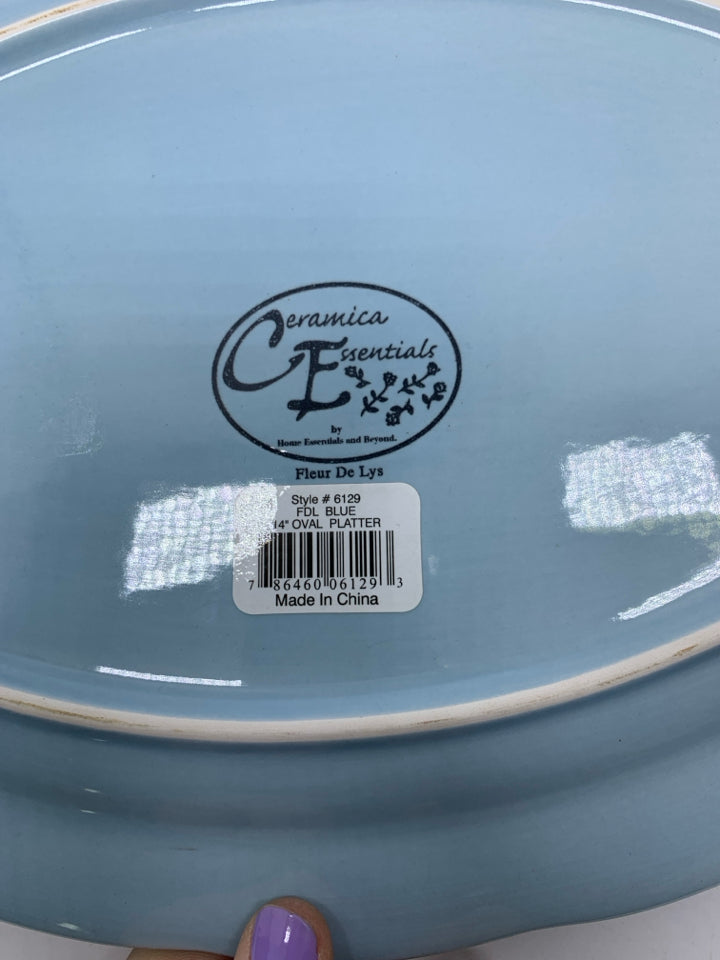 SCROLL CERAMIC OVAL SERVING PLATTER.