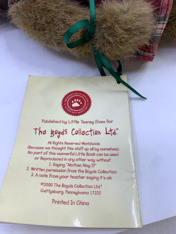 BOYDS BEAR RED PLAID DRESS.