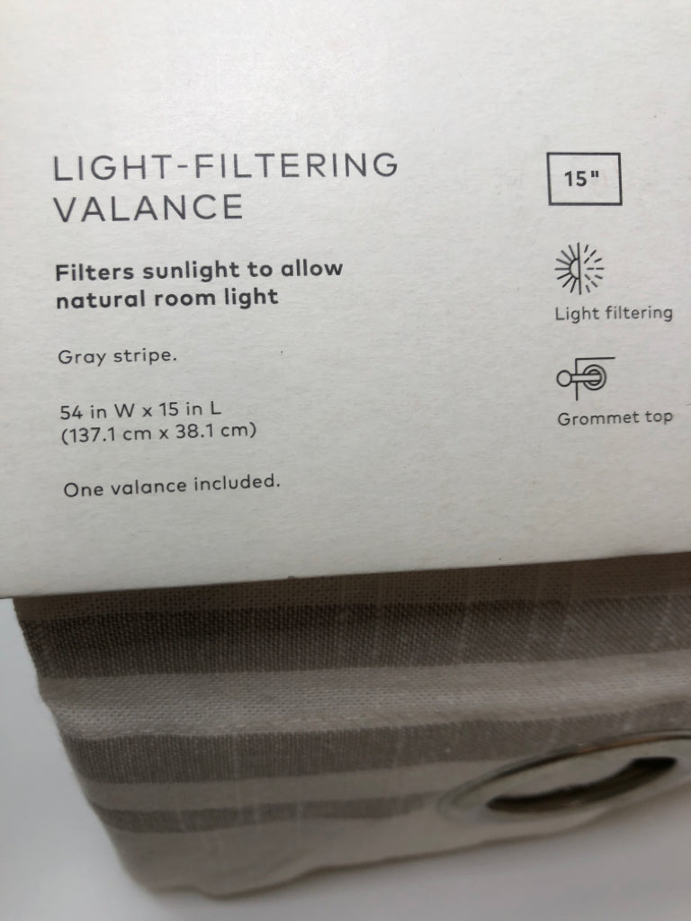 NIP GRAY STRIPE VALANCE.