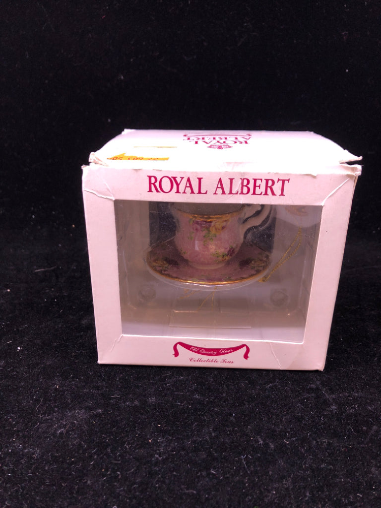 NIB PINK TEACUP ORNAMENT-ROYAL ALBERT.