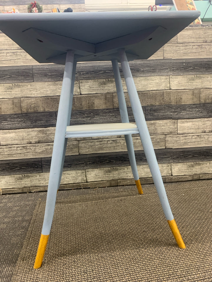 LIGHT BLUE PAINTED TABLE GOLD FEET.