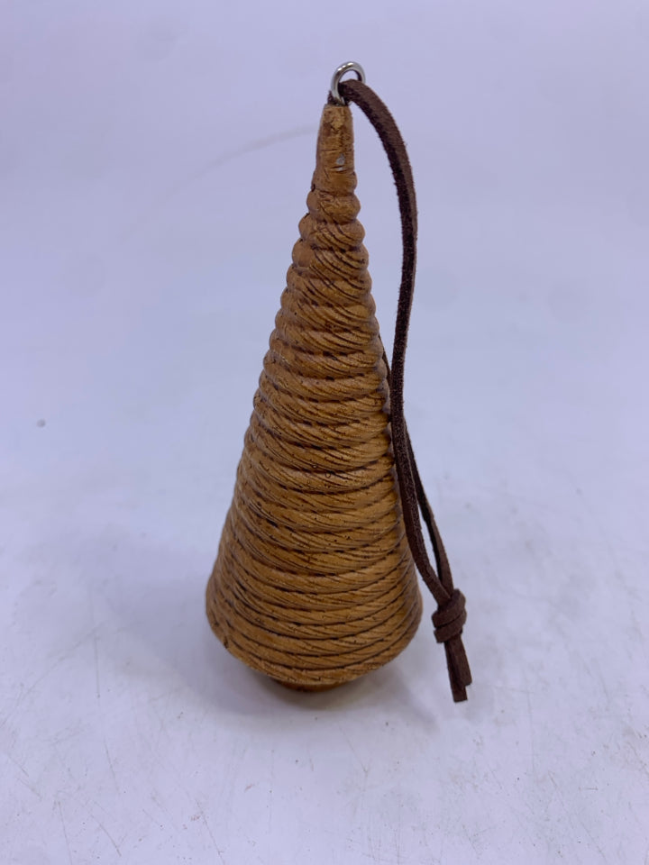 BROWN CERAMIC TREE ORNAMENT.