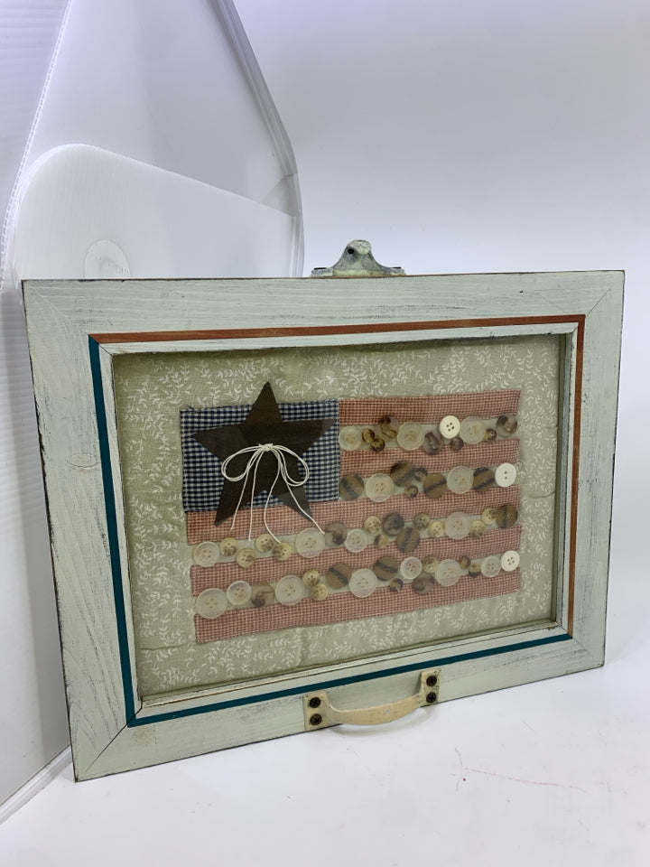 PRIMITIVE AMERICAN FLAG W BUTTONS.