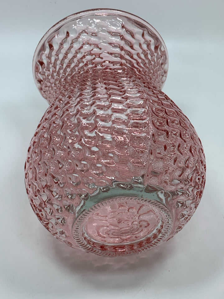 PINK BUBBLE GLASS VASE.
