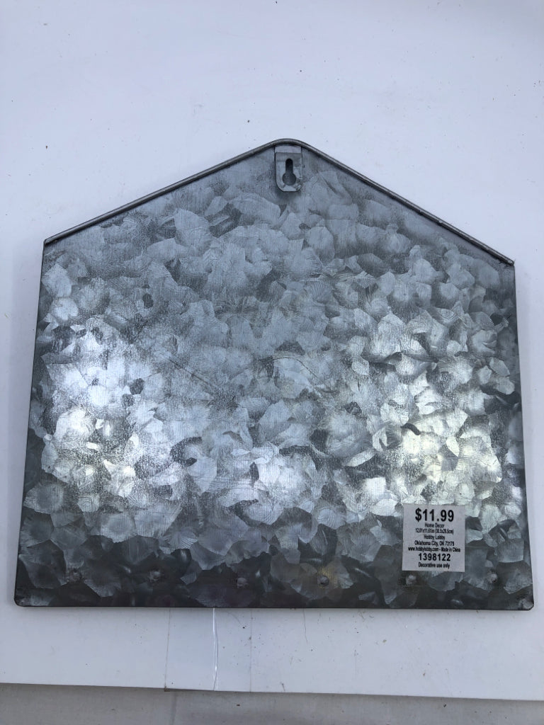 GALVANIZED METAL ENVELOPE WALL HANGING.