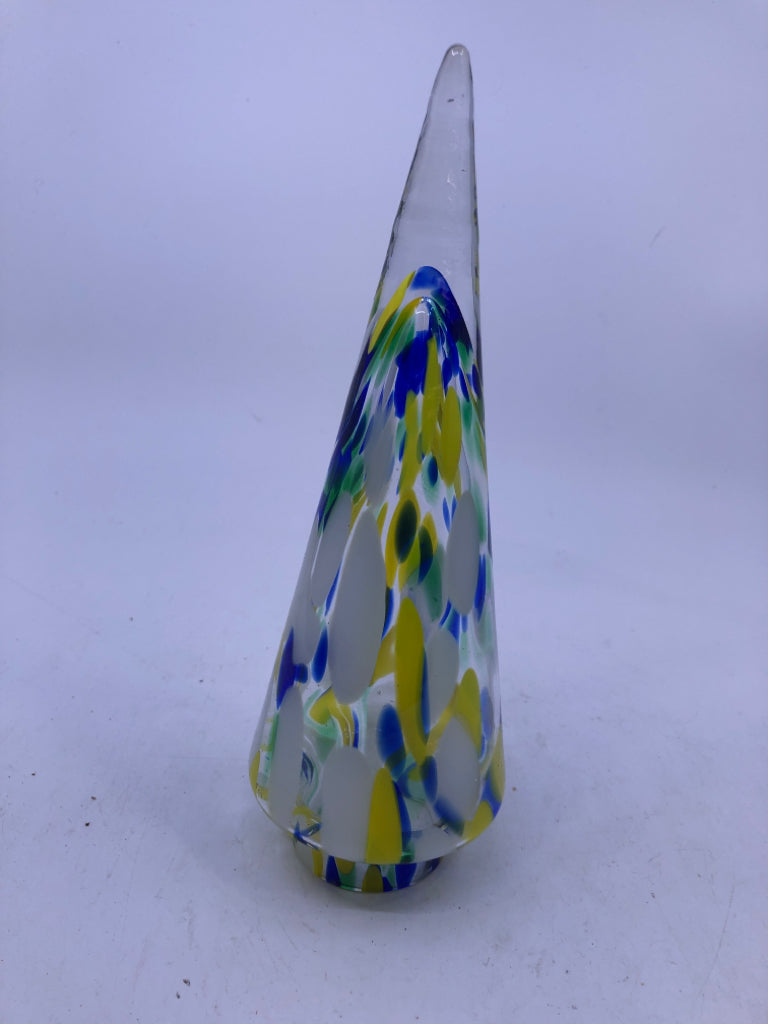 BLUE YELLOW GLASS TREE.