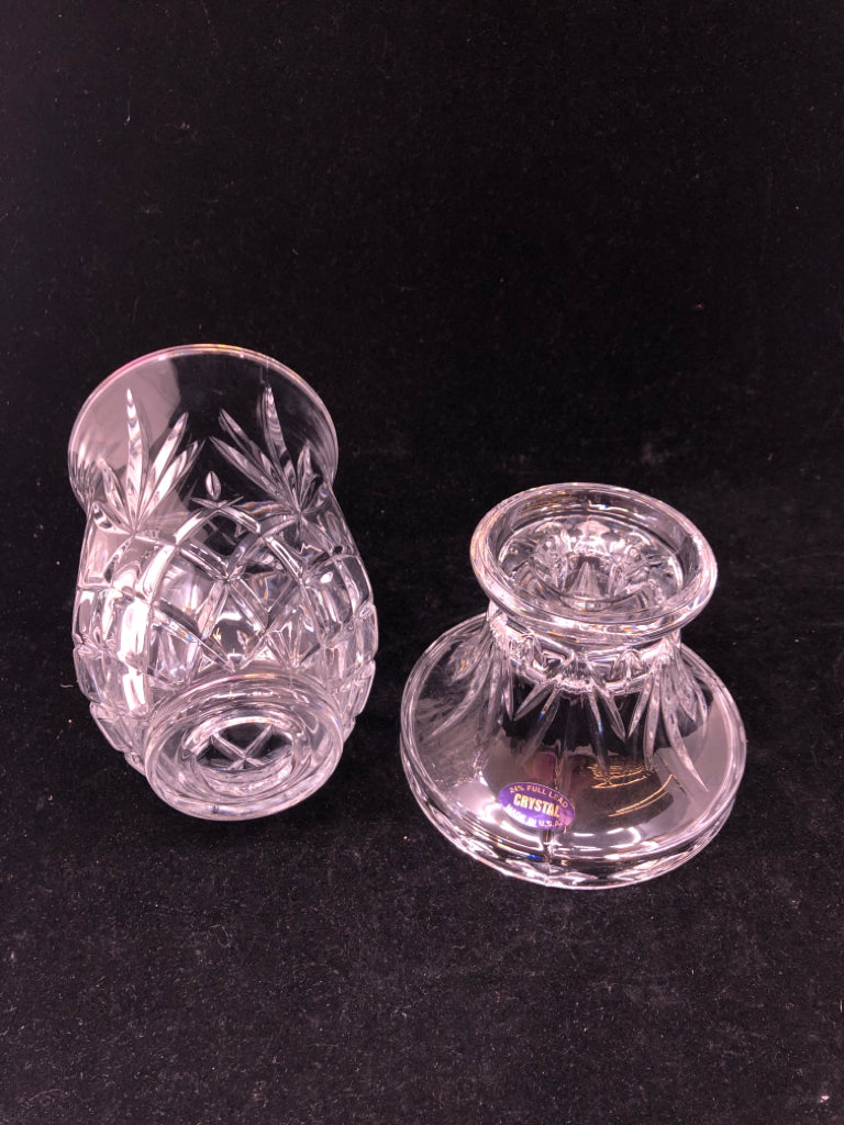 2PC LEAD CRYSTAL CANDLE HOLDER.
