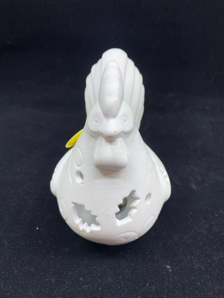 WHITE PAINTABLE ROOSTER.