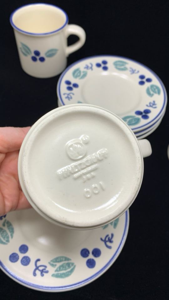 8PC BLUEBERRY PATTERN MUGS W/SAUCERS 3.