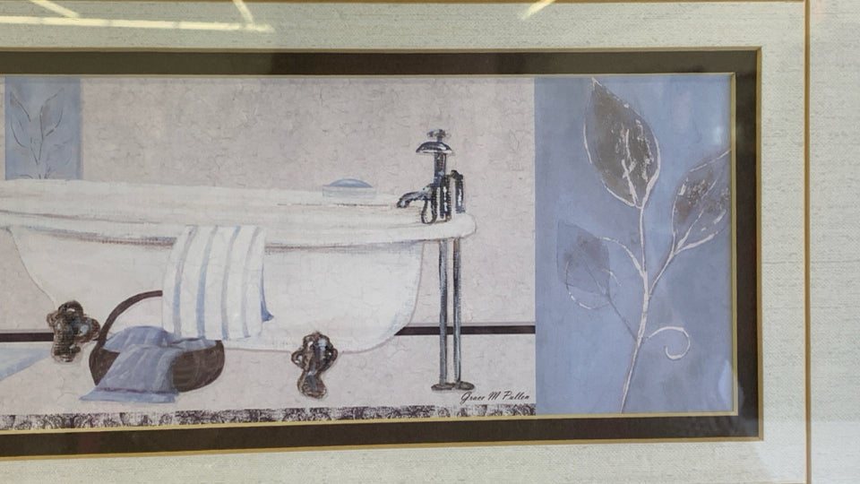 BATHTUB PRINT IN SILVER FRAME.