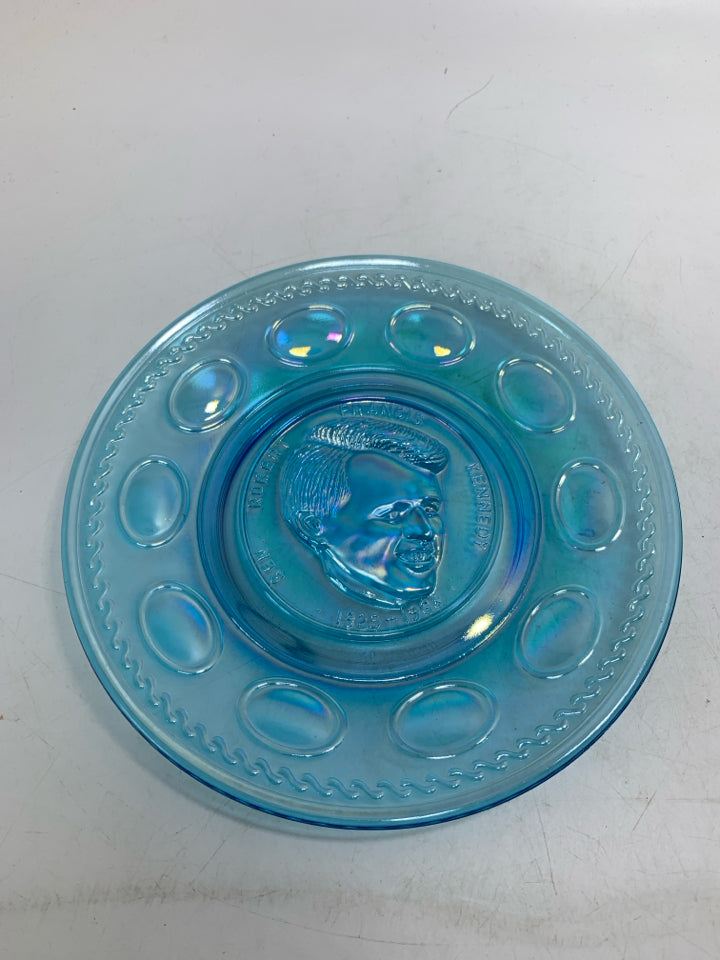 VTG LIGHT BLUE IRIDESCENT GLASS ROBERT KENNEDY.