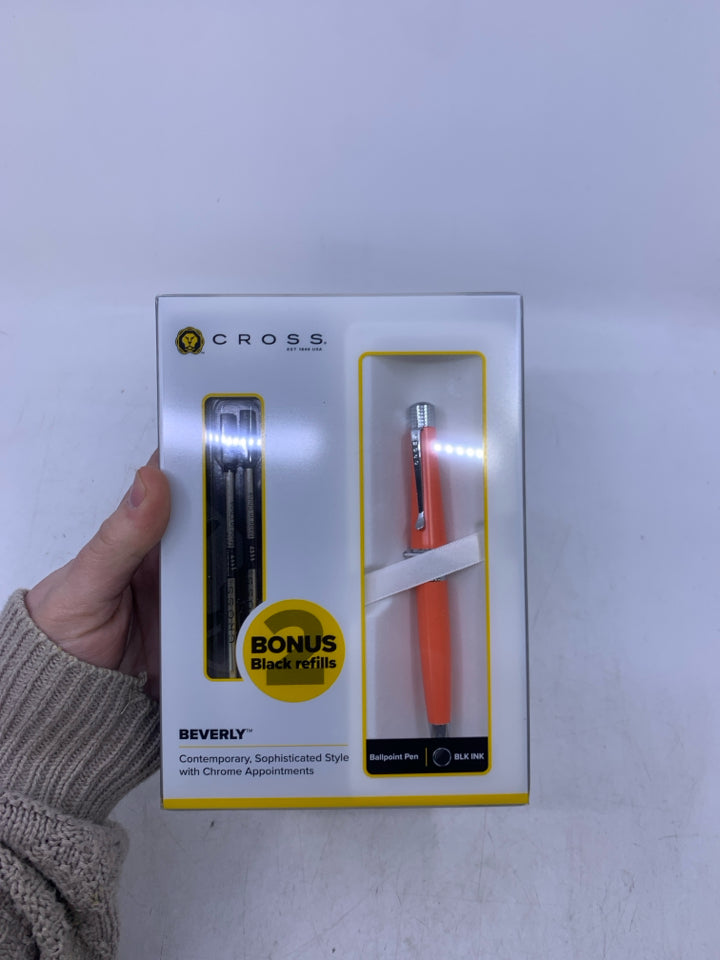 NIB BEVERLY CROSS PEN W/ 2 BLACK REFILLS.