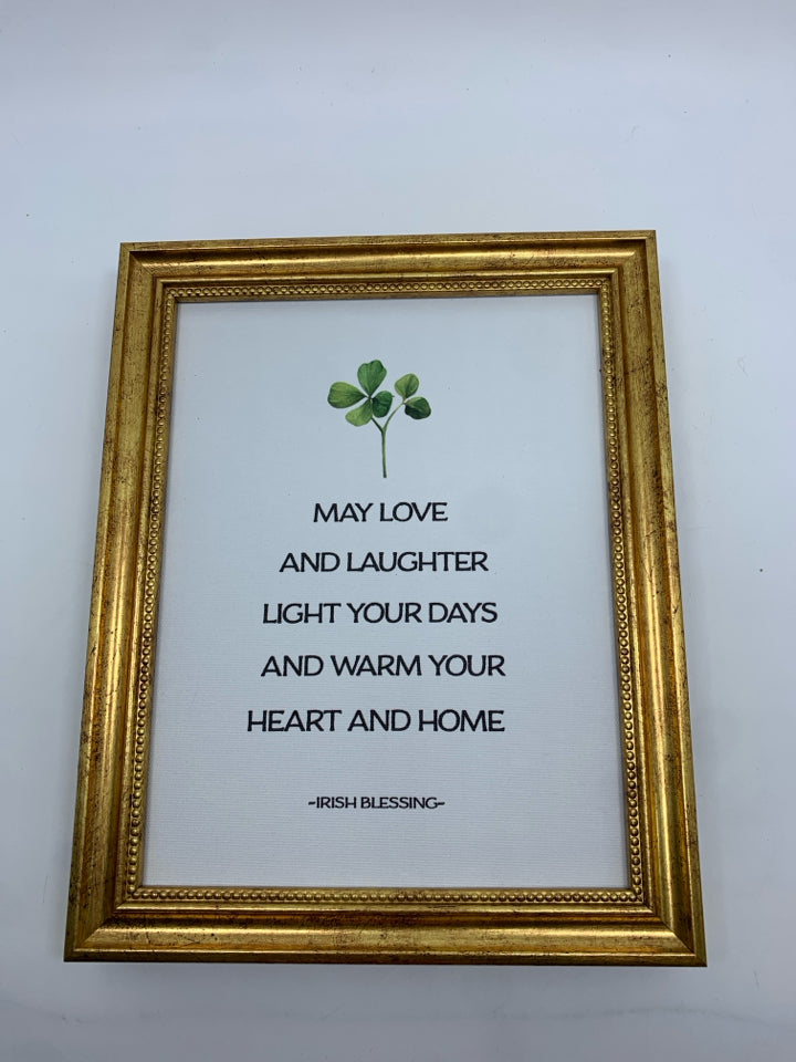 MAY LOVE AND LAUGHTER LIGHT YOUR DAYS IRISH BLESSING WALL-ART.