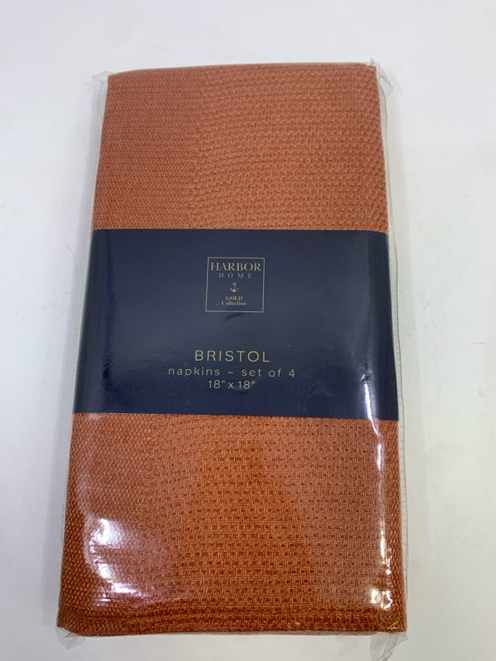 4PK ORANGE NAPKINS.