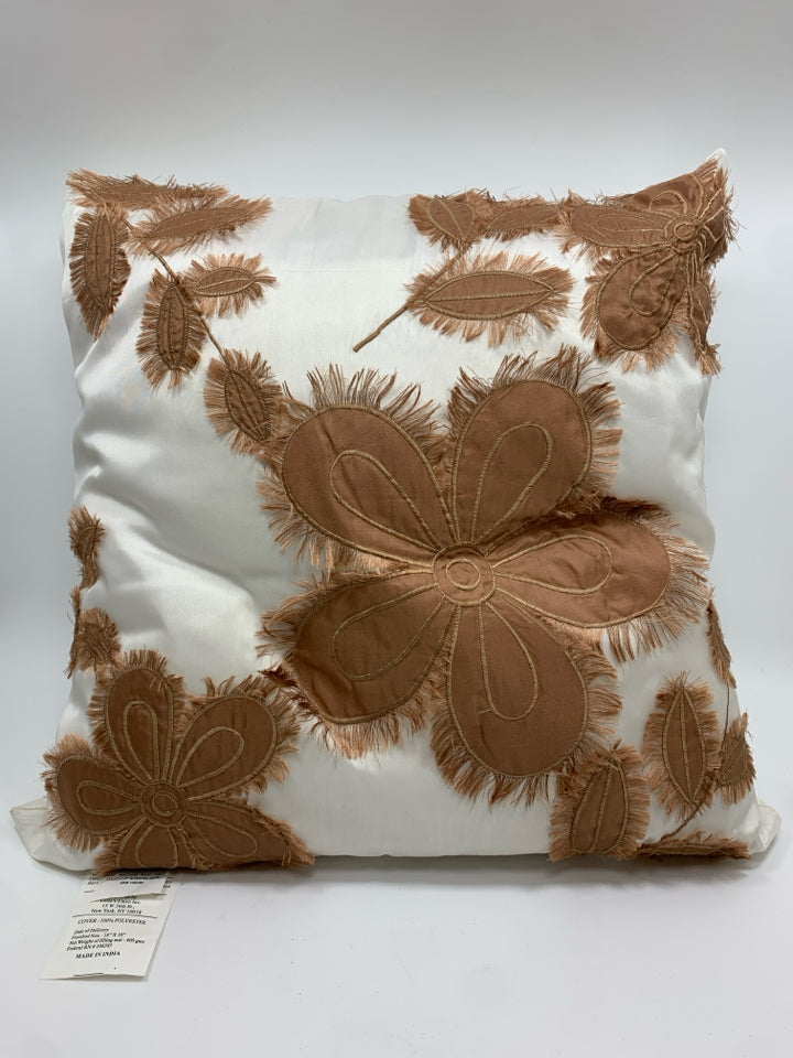NWT FLUFFY PINK FLOWER PILLOW.