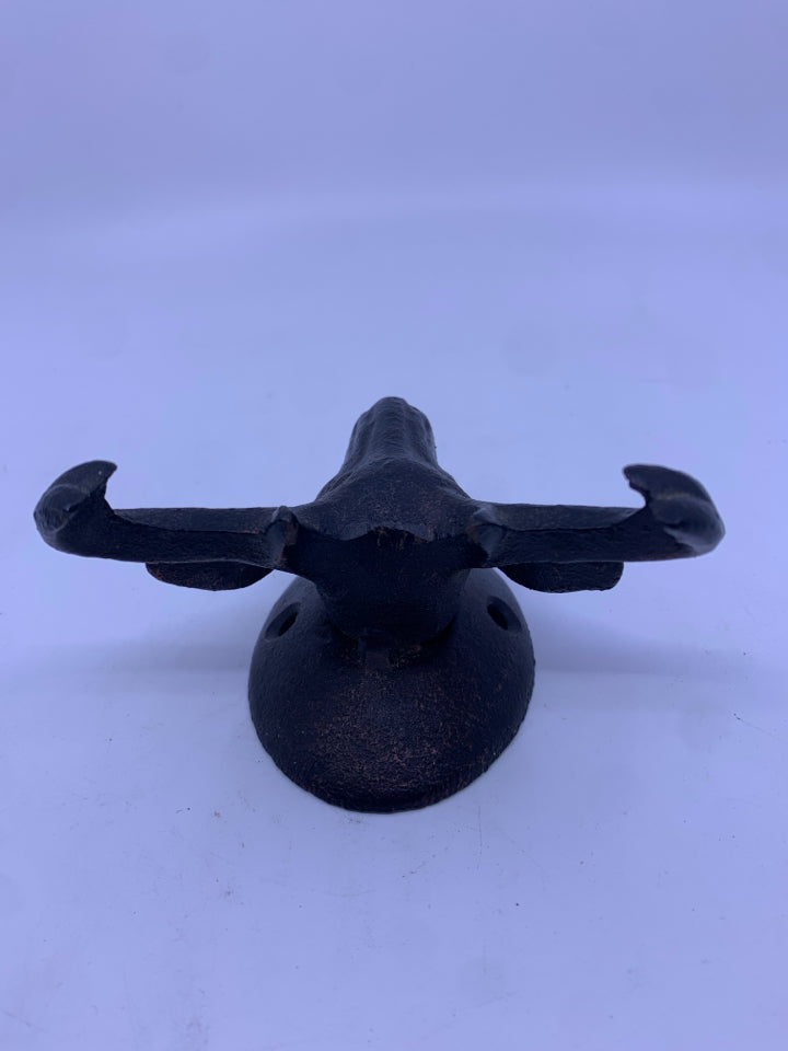 BLACK METAL CAST IRON WALL ART MOOSE.