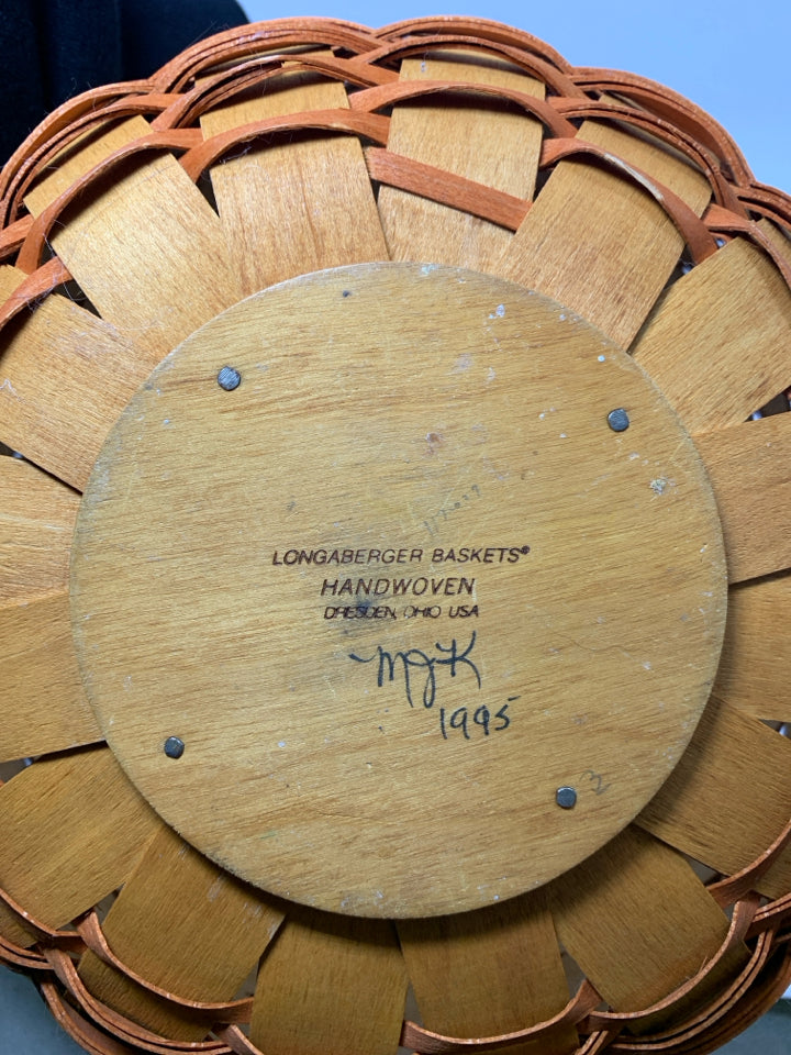 LONGABERGER 1995 MEDIUM PUMPKIN BASKET W/ PROTECTOR.