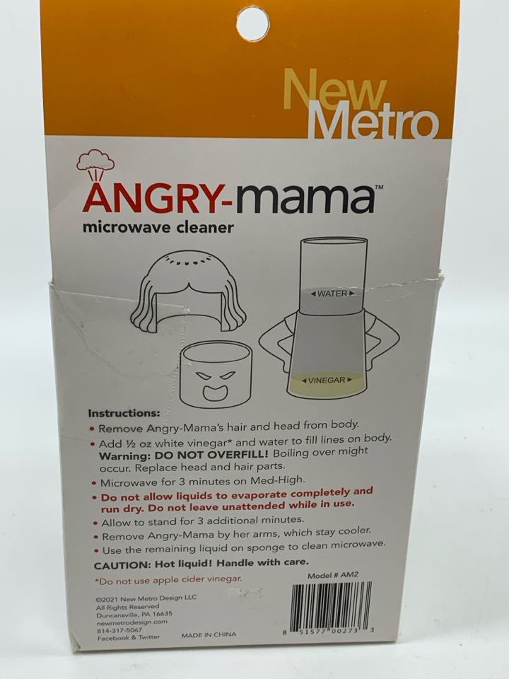 NIB ANGRY MAMA MICROWAVE STEAM CLEANER.