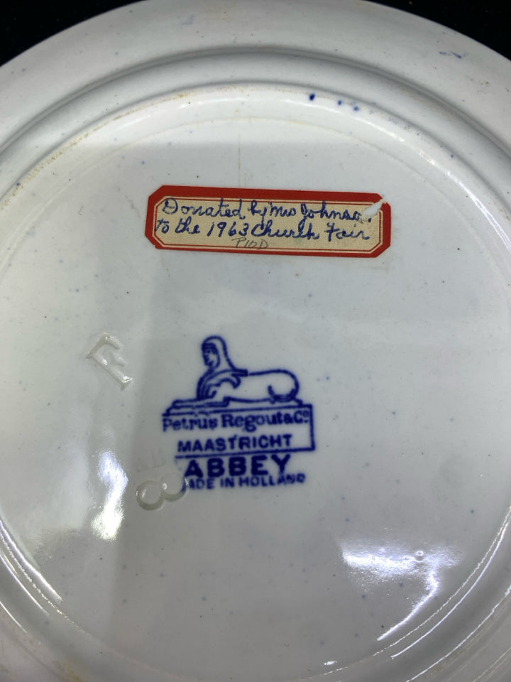 VTG BLUE AND WHITE SHALLOW CHURCH BOWL.