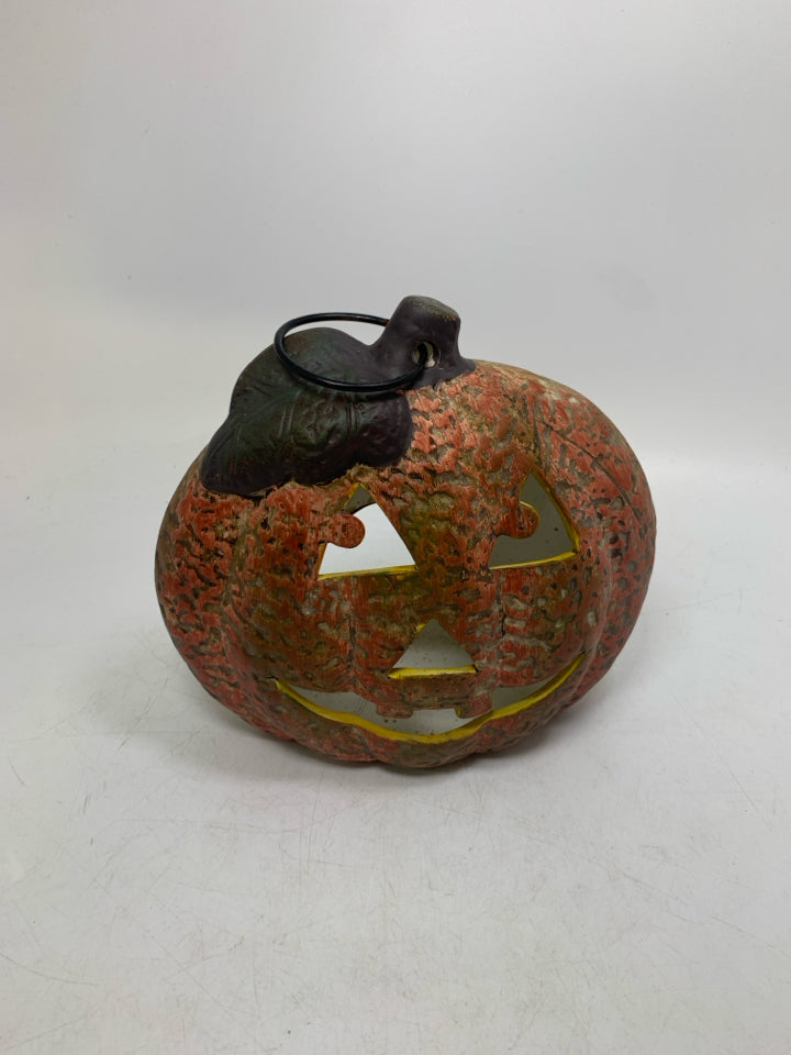 CERAMIC JACKO LANTERN RUSTIC CANDLE HOLDER LANTERN.