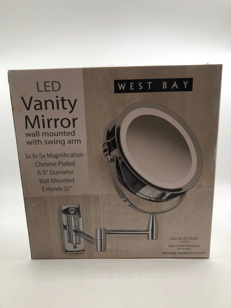NIB LED VANITY MIRROR W/SWING ARM.