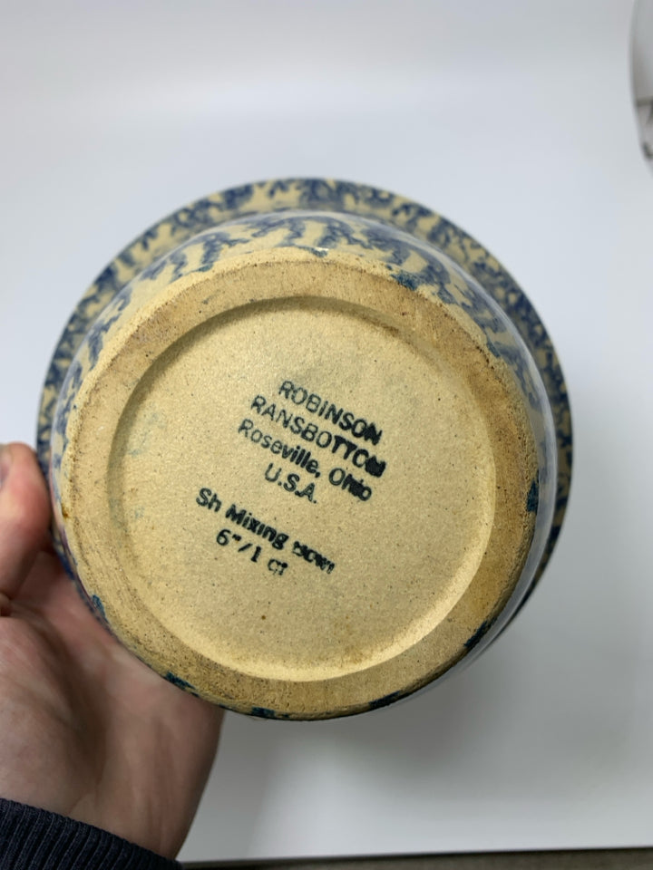 VTG BLUE SPONGEWARE SMALL MIXING BOWL.
