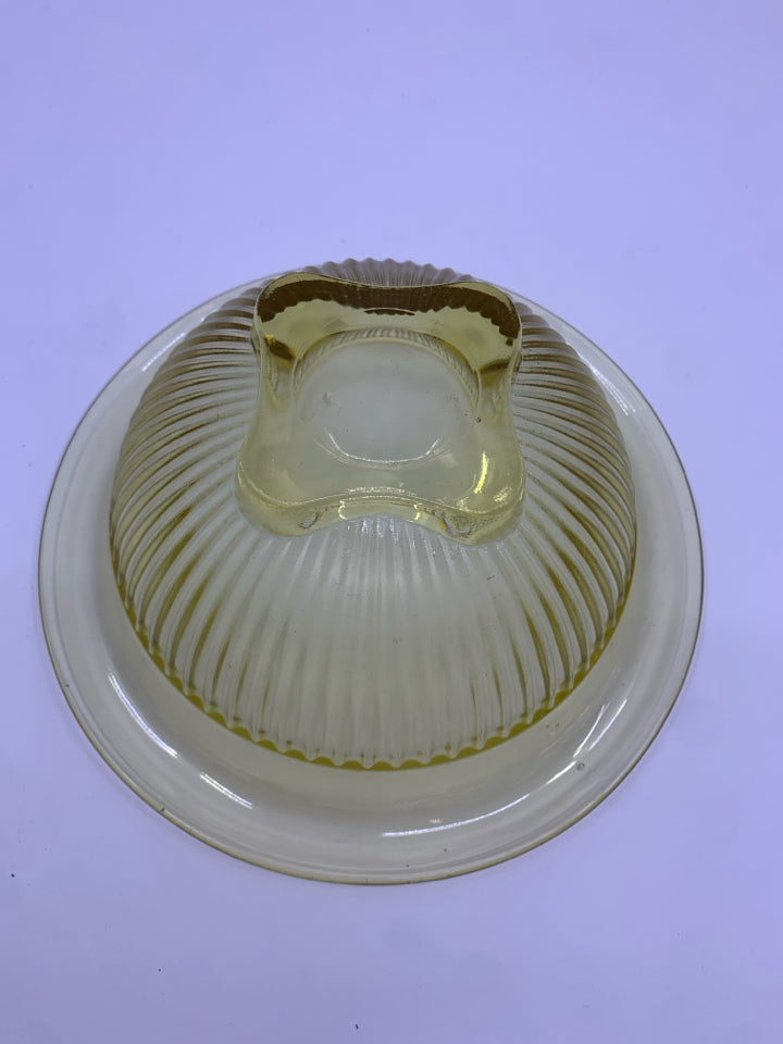 3 VTG RIBBED GLASS MIXING BOWLS.