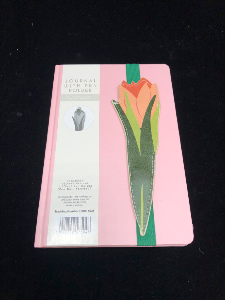 NWT PINK JOURNAL W/FLOWER PEN HOLDER.