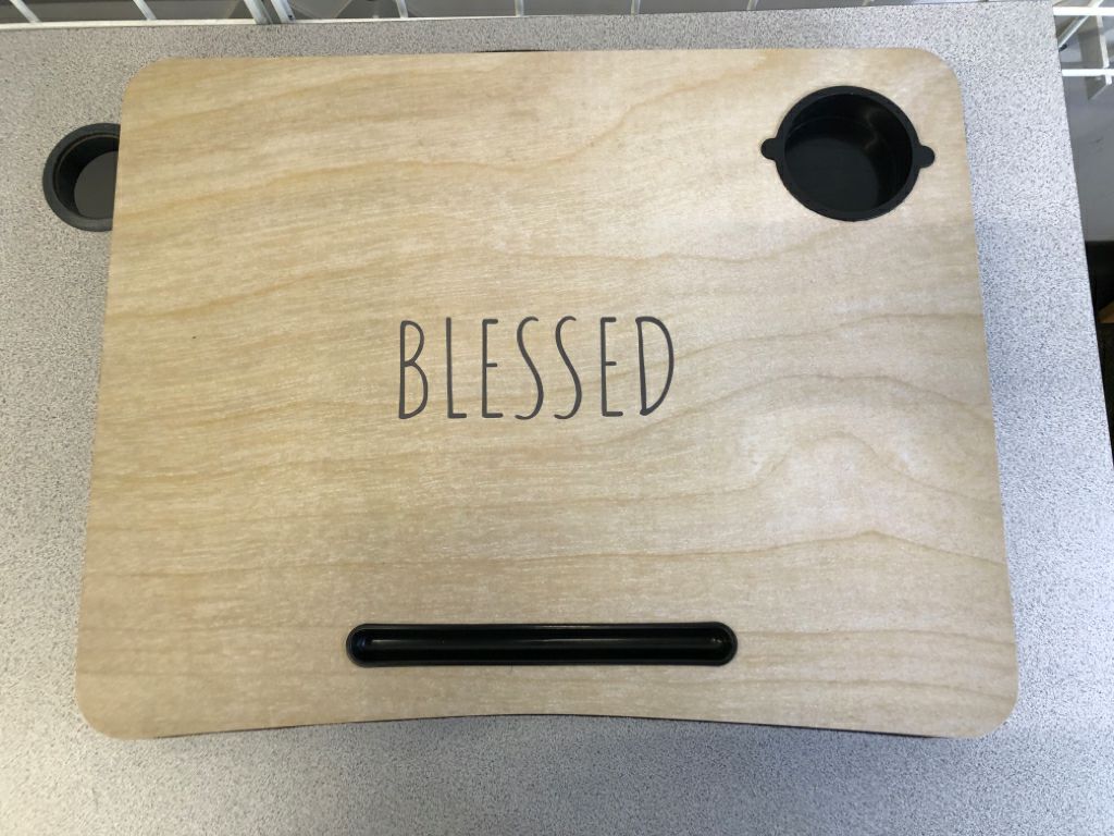 BLESSED FAUX WOOD LAP DESK W/CUPHOLDER.