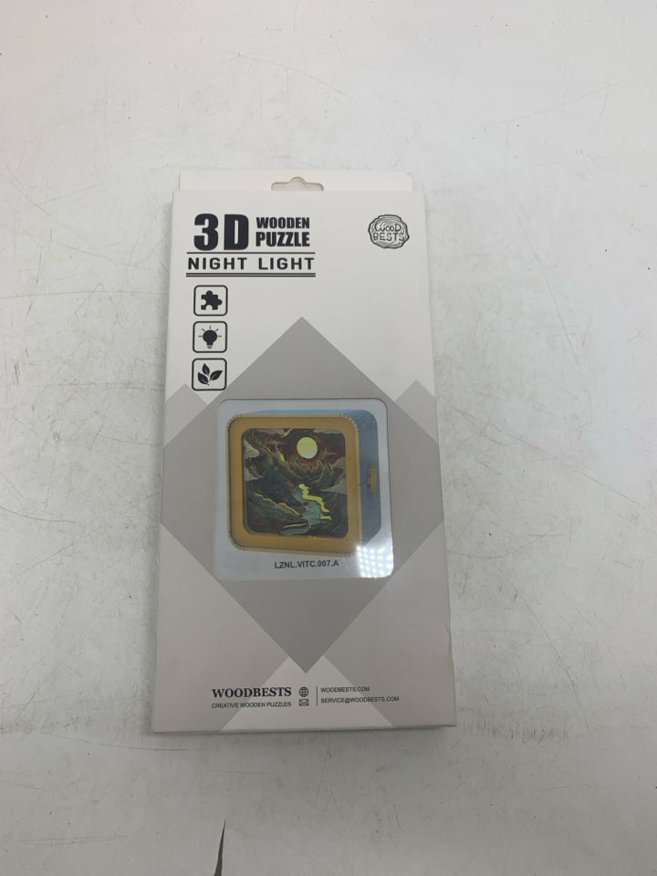 NIB 3D WOODEN PUZZLE NIGHT LIGHT.