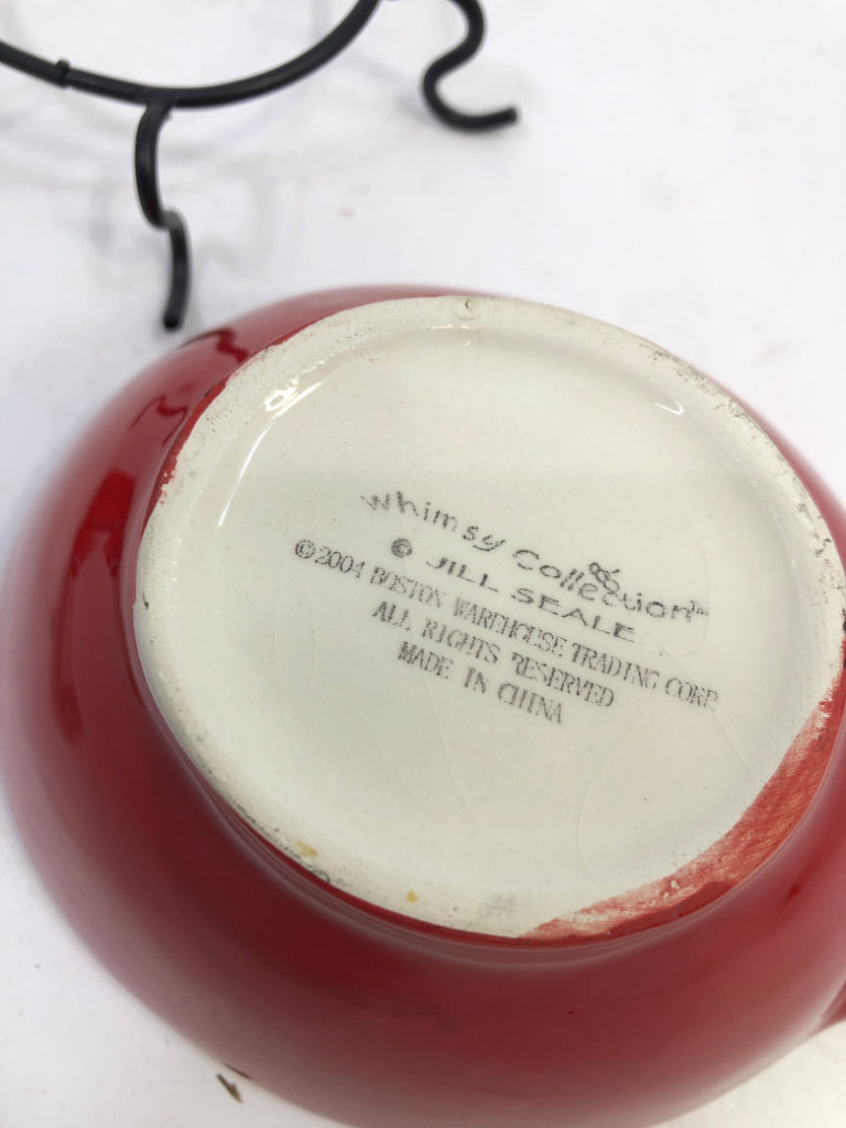 3PC LADYBUG DIP DISH W/LEG STAND & KNIFE SPREADER JILL SEALE.