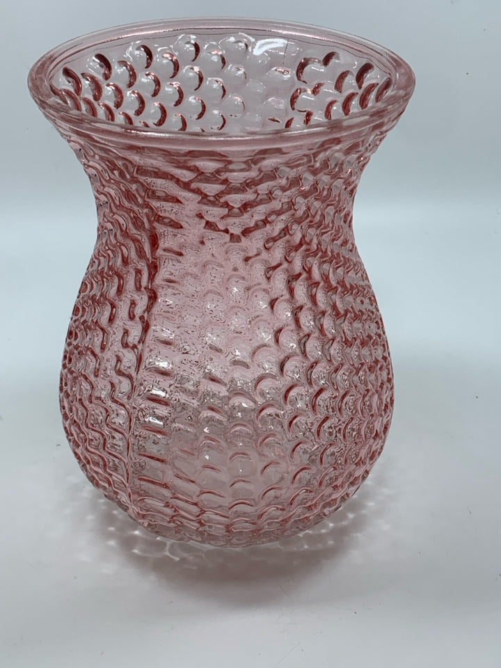 PINK BUBBLE GLASS VASE.