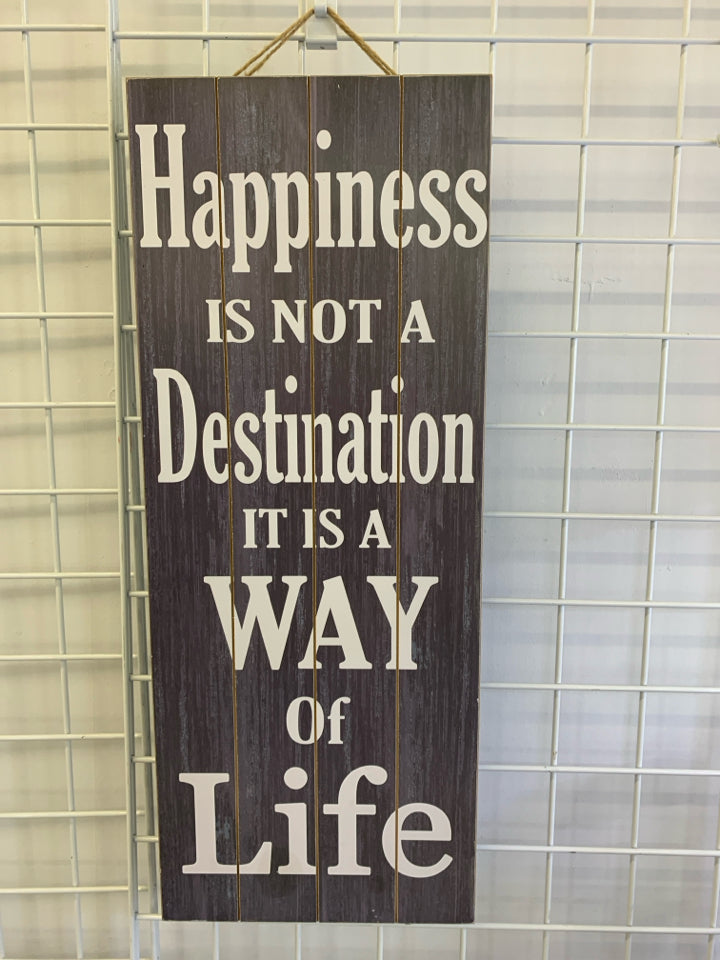 HAPPINESS WAY OF LIFE WOOD WALL HANGING.