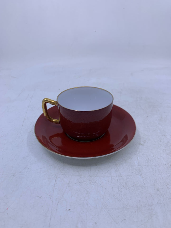 VTG MINI RED/GOLD TEA CUP 1.