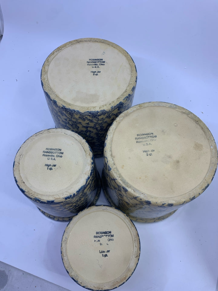 4 BLUE SPONGE CROCKS.