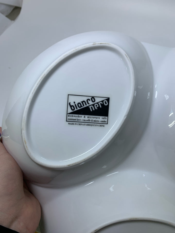 3 OVAL BOWLS FUSED INTO ONE SERVING PIECE BIANCO NERO.