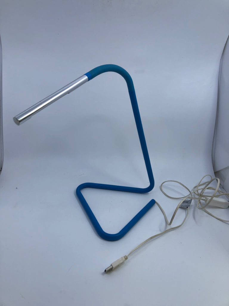 MINIMALIST DESIGN BLUE BENT WIRE LIGHT.